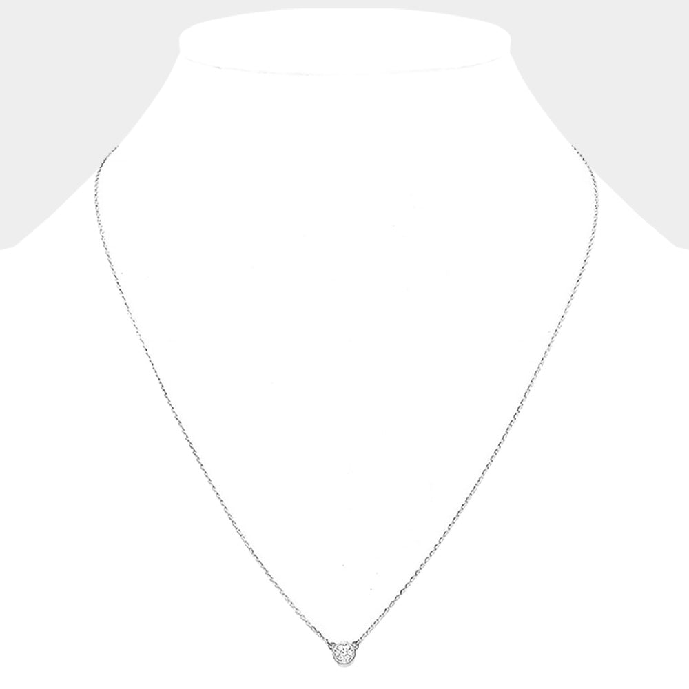 iLLASPARKZ Sterling Silver CZ Pave Mini Pendant Necklace