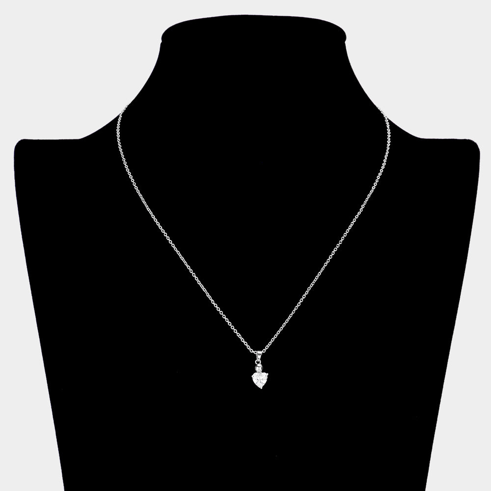 iLLASPARKZ CZ Heart Stone Pendant Necklace