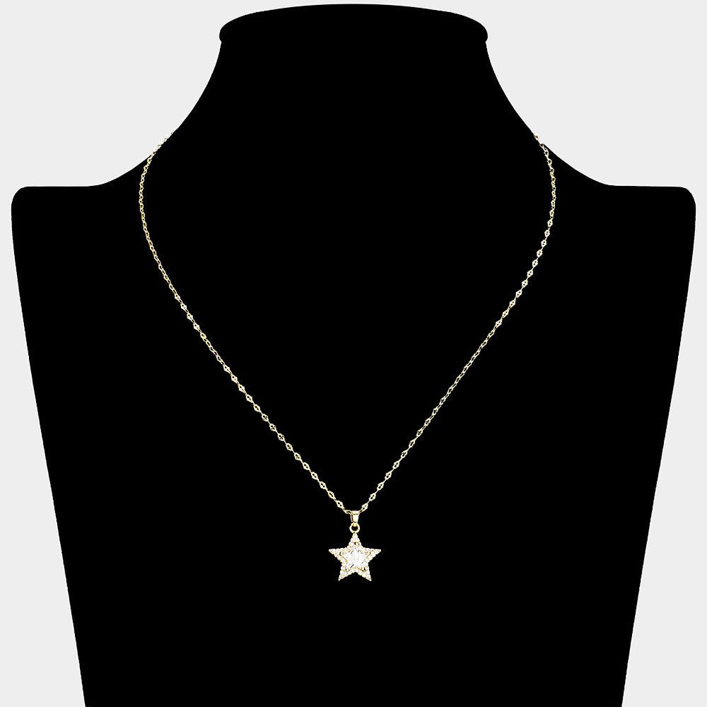 iLLASPARKZ 18K Gold Filled CZ Stone Paved Star Pendant Necklace