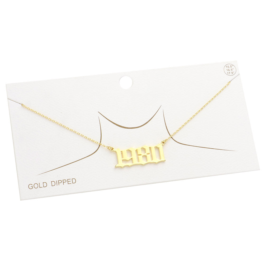 iLLASPARKZ Gold Dipped 1980 Birth Year Plate Pendant Necklace