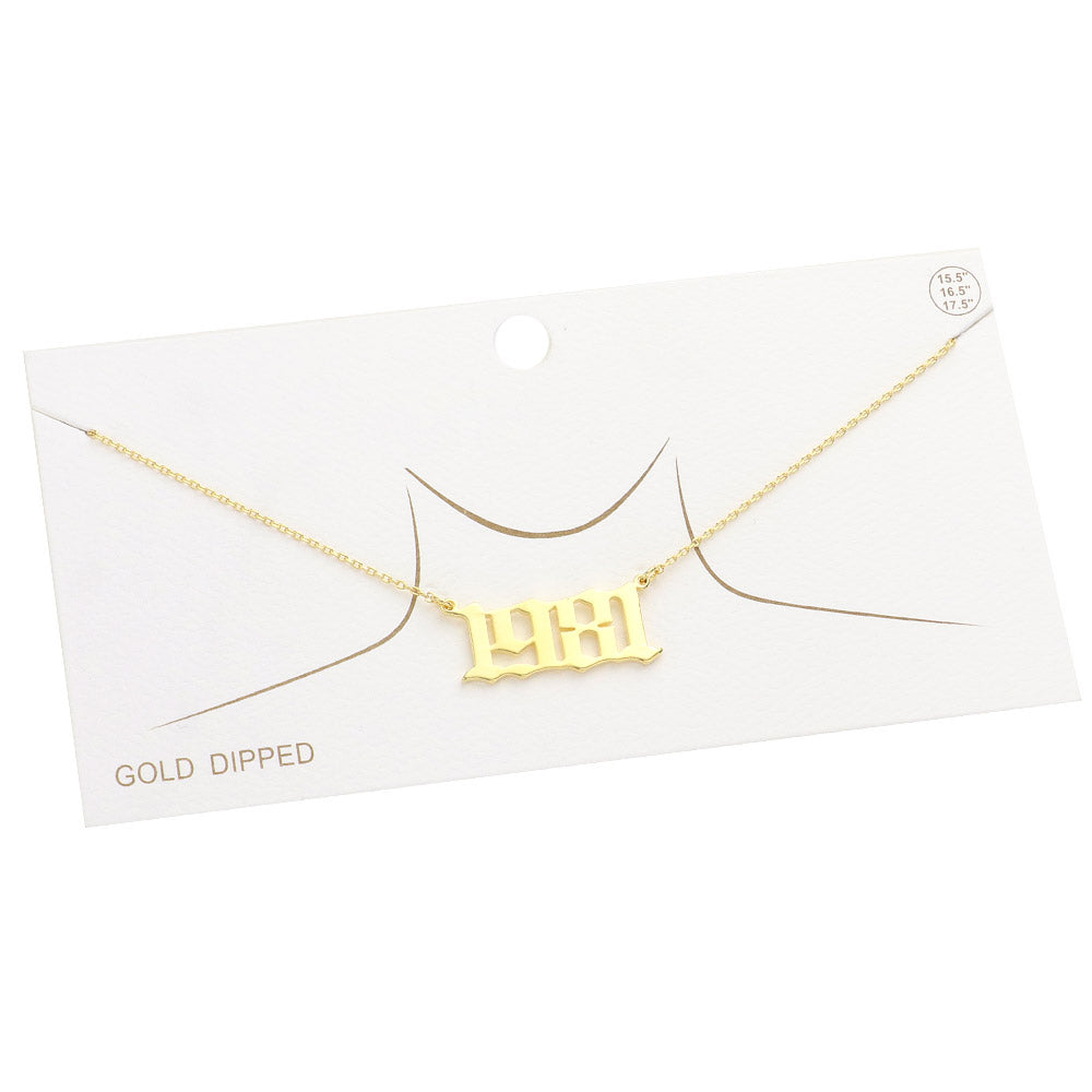 iLLASPARKZ Gold Dipped 1981 Birth Year Plate Pendant Necklace