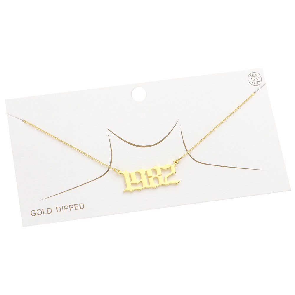 iLLASPARKZ Gold Dipped 1982 Birth Year Plate Pendant Necklace