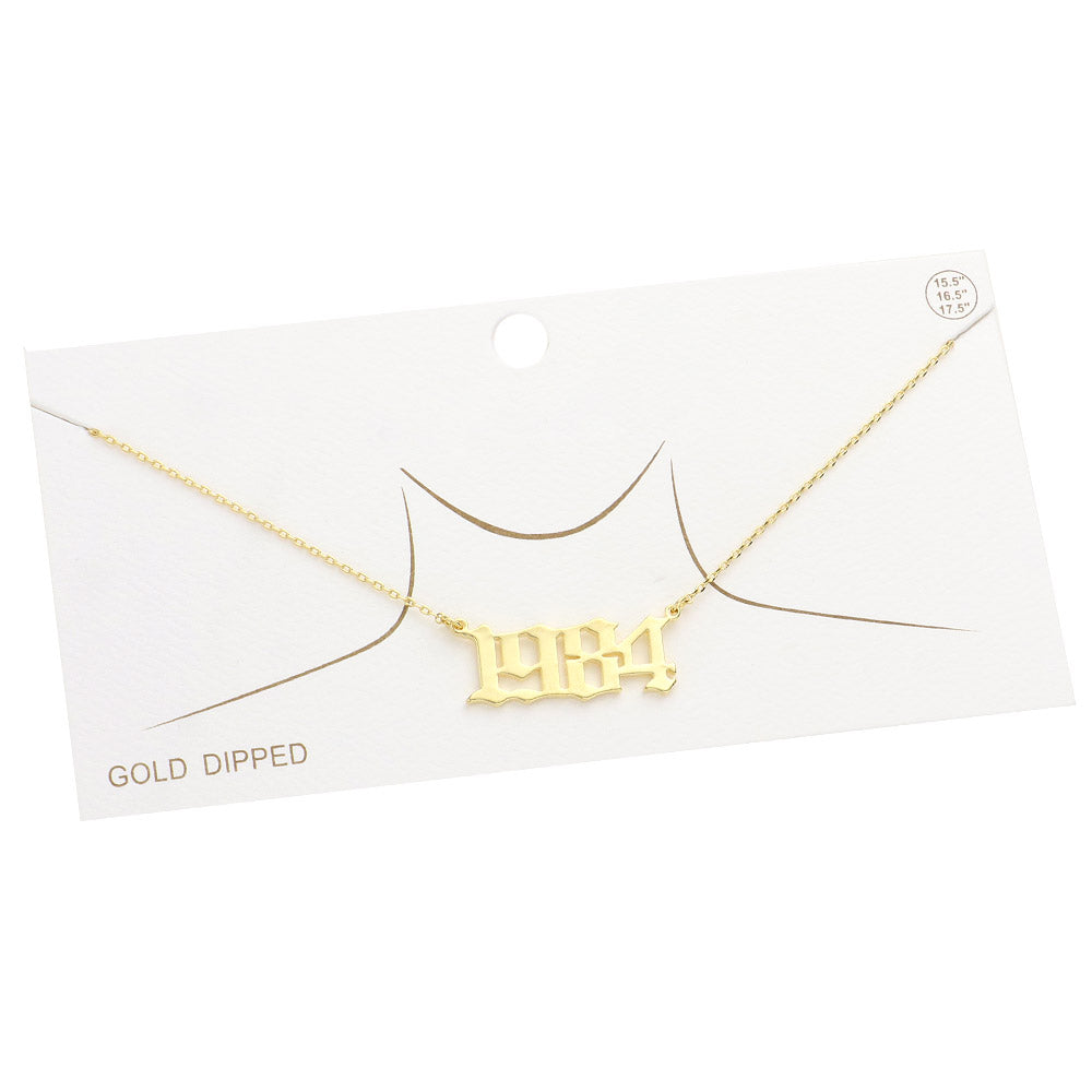 iLLASPARKZ Gold Dipped 1984 Birth Year Plate Pendant Necklace