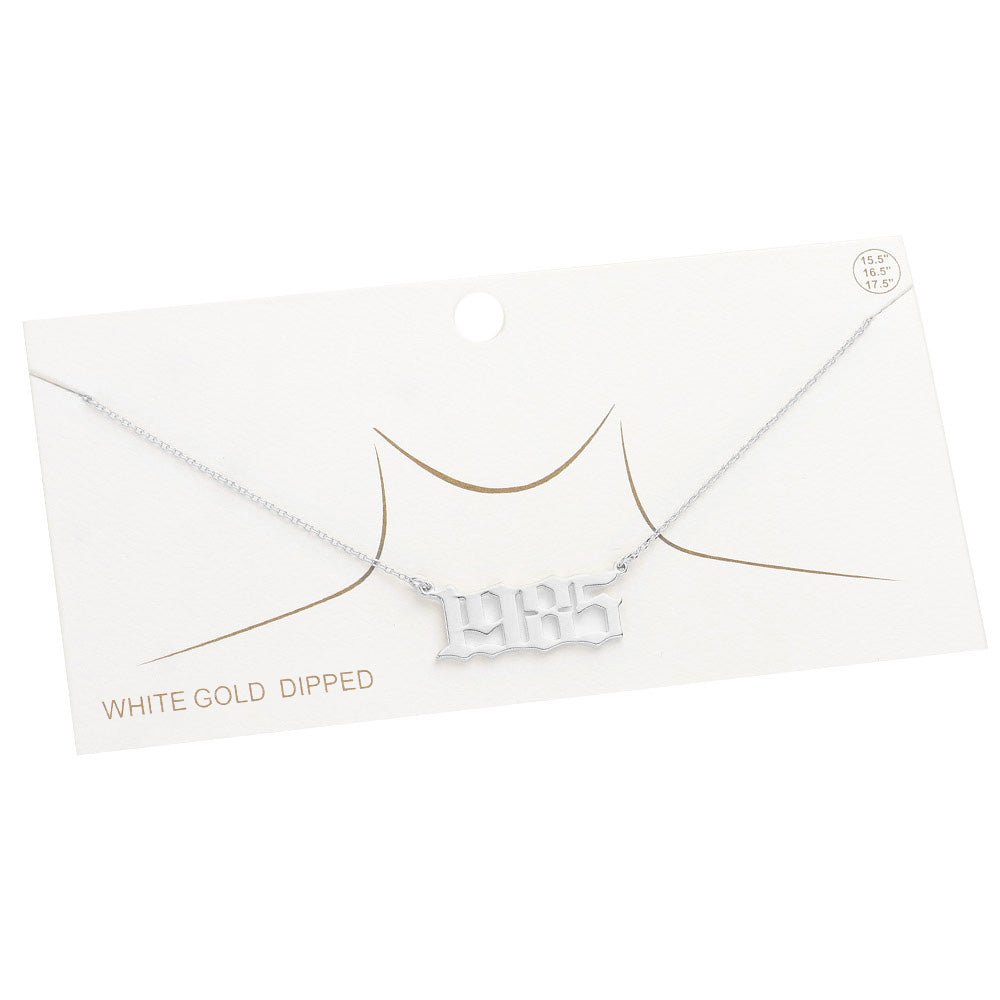 iLLASPARKZ White Gold Dipped 1985 Birth Year Plate Pendant Necklace
