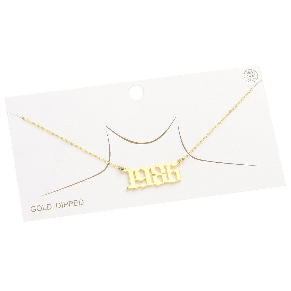 iLLASPARKZ Gold Dipped 1986 Birth Year Plate Pendant Necklace