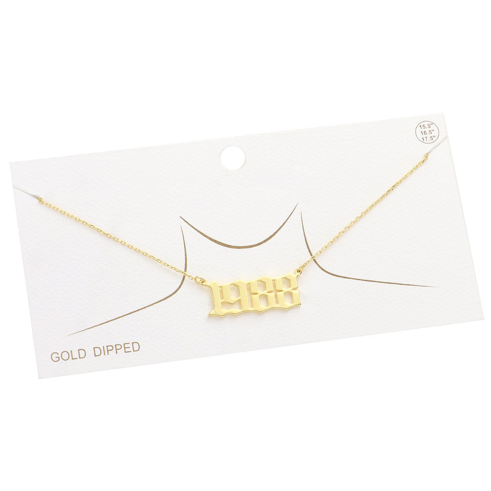 iLLASPARKZ Gold Dipped 1988 Birth Year Plate Pendant Necklace