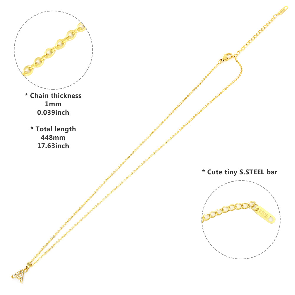 iLLASPARKZ -O- Stainless Steel CZ Stone Paved Monogram Pendant Necklace