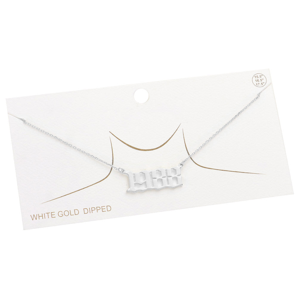 iLLASPARKZ White Gold Dipped 1988 Birth Year Plate Pendant Necklace