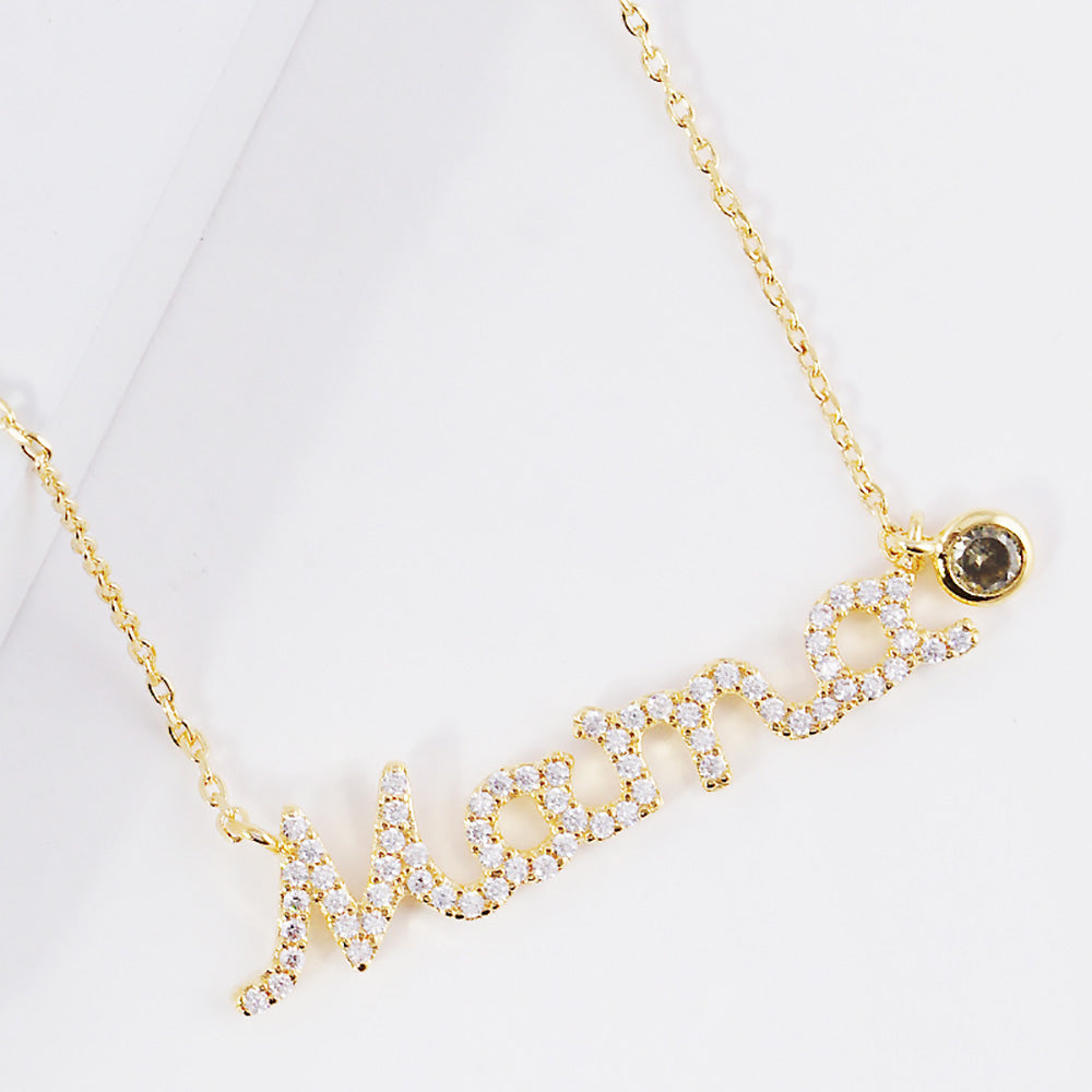 iLLASPARKZ August Birthstone MAMA Message Pendant Necklace