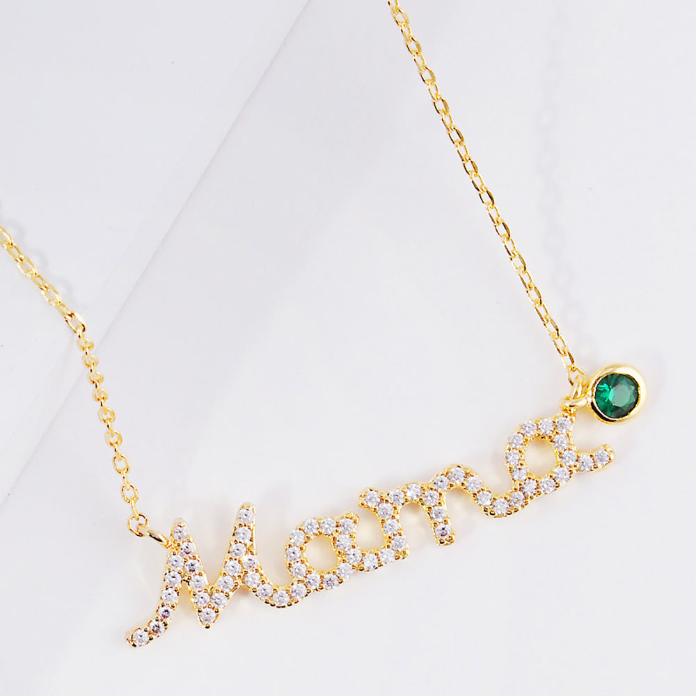 iLLASPARKZ May Birthstone MAMA Message Pendant Necklace