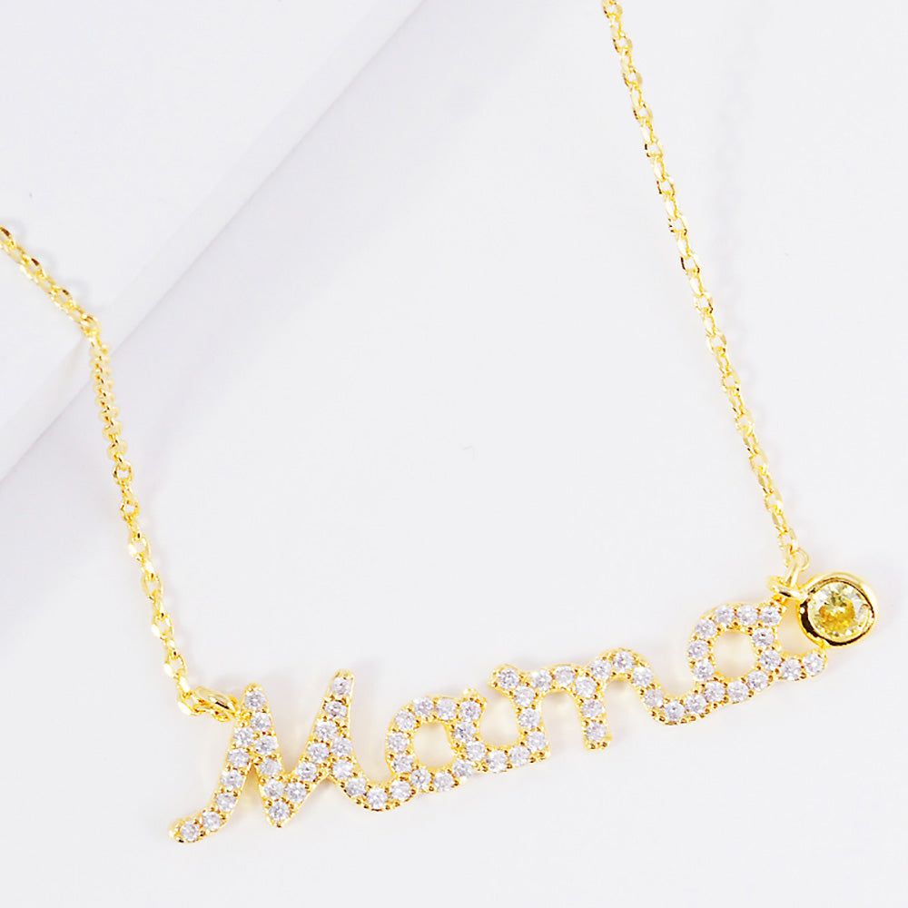 iLLASPARKZ November Birthstone MAMA Message Pendant Necklace