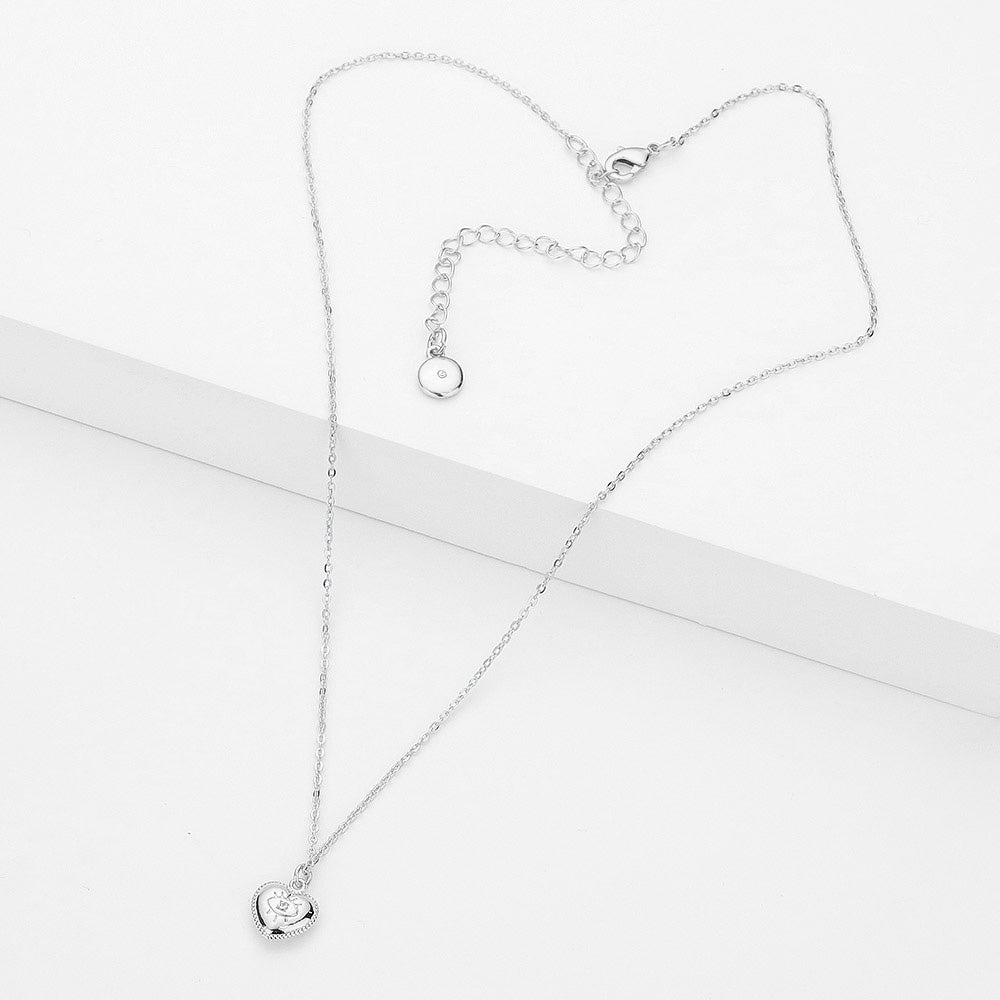 iLLASPARKZ Stone Centered Evil Eye Detailed Brass Metal Heart Pendant Necklace