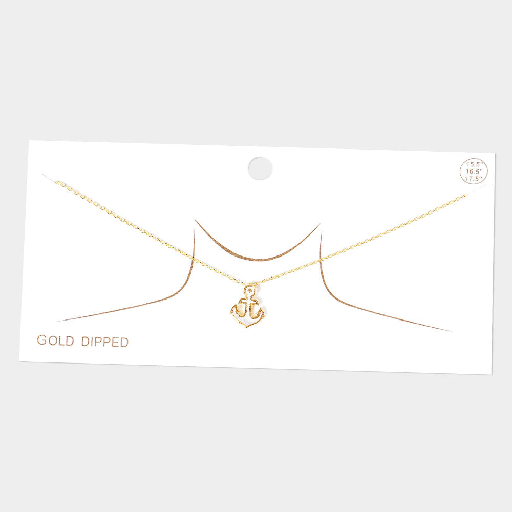 iLLASPARKZ Gold Dipped Mother of Pearl Anchor Pendant Necklace