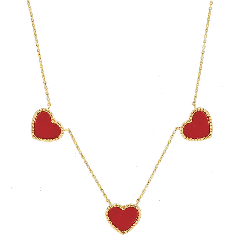 iLLASPARKZ Gold Dipped Triple Heart Pendant Necklace