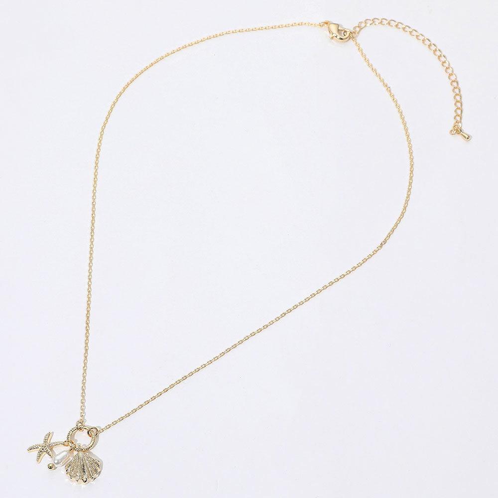 iLLASPARKZ Seashell Starfish Pearl Pendant Necklace