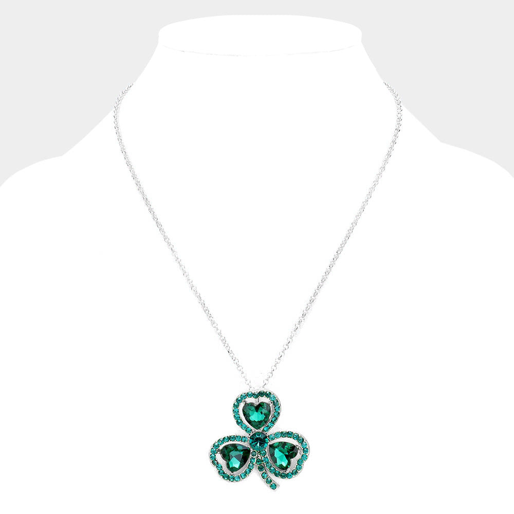 iLLASPARKZ Heart Crystal Rhinestone Clover Pendant Necklace