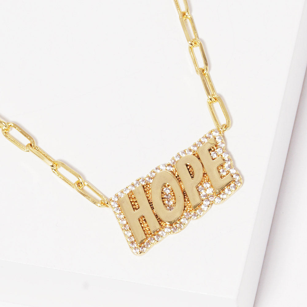 iLLASPARKZ Gold Dipped Hope Message Pendant Necklace
