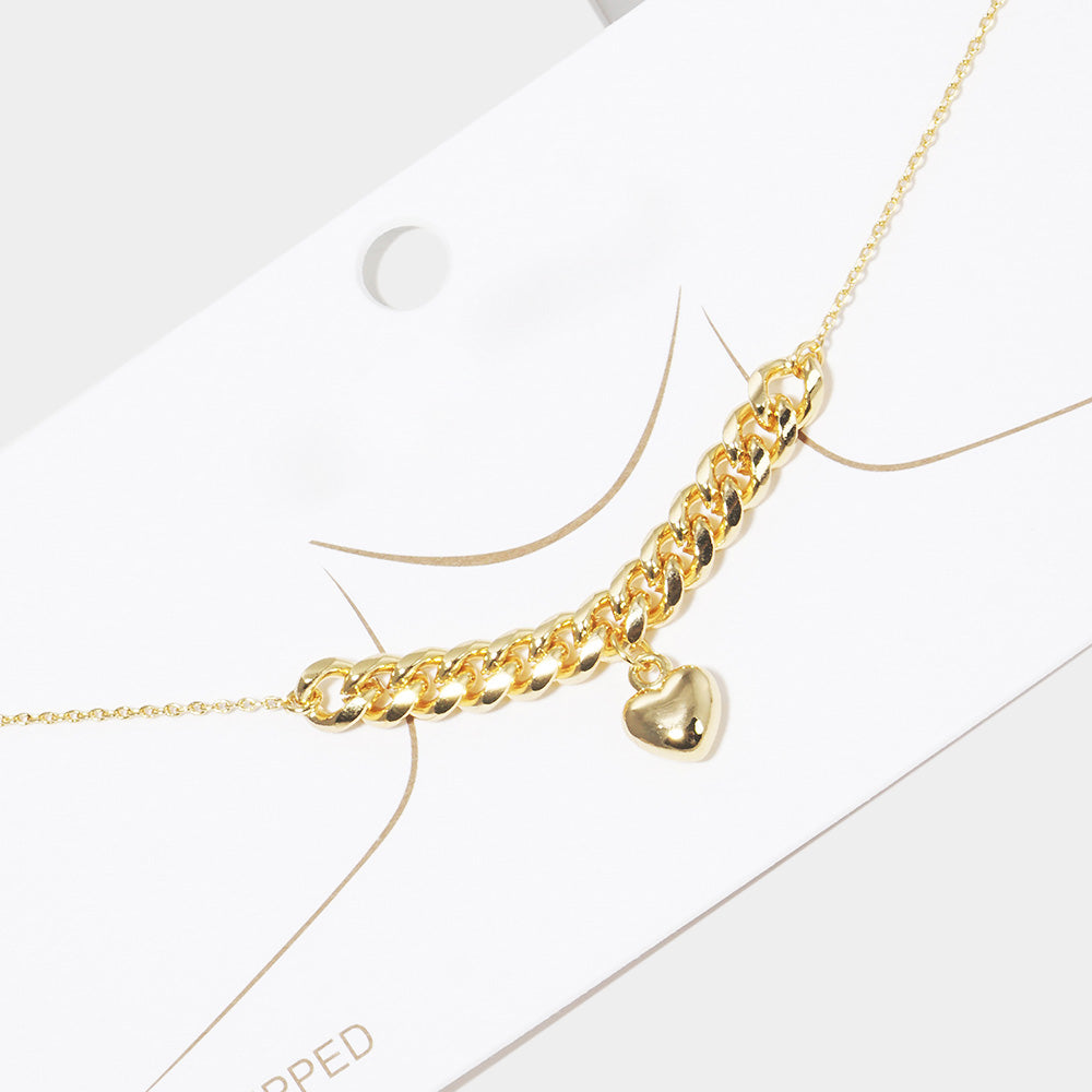 iLLASPARKZ Gold Dipped Metal Chain Detailed Heart Pendant Necklace