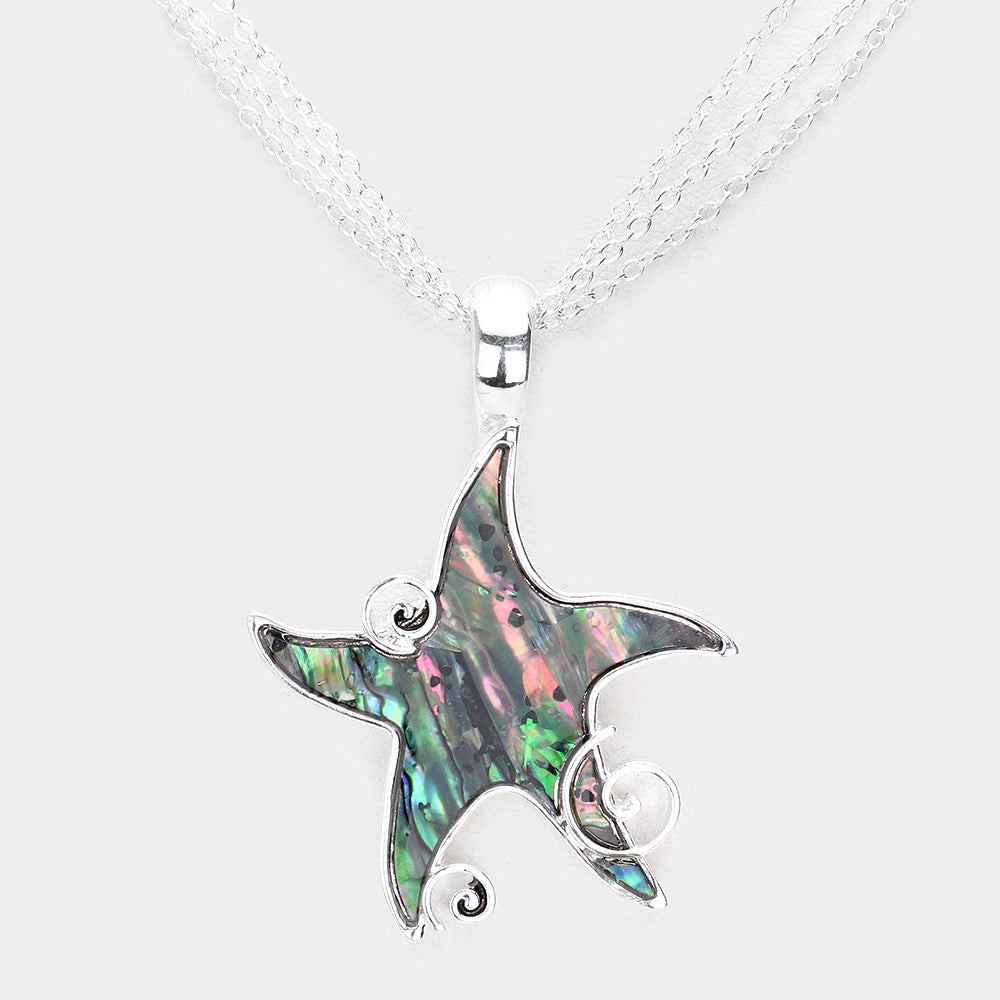 iLLASPARKZ Abalone Starfish Pendant Triple Layered Chain Necklace