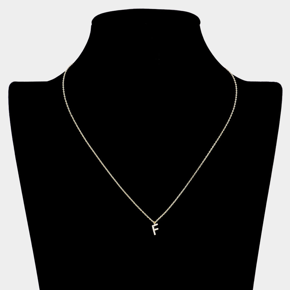 iLLASPARKZ -F- Secret Box _ 14K Gold Dipped CZ Monogram Pendant Necklace