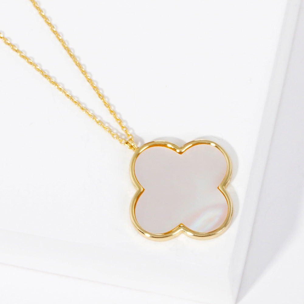 iLLASPARKZ Gold Dipped Mother of Pearl Quatrefoil Pendant Necklace