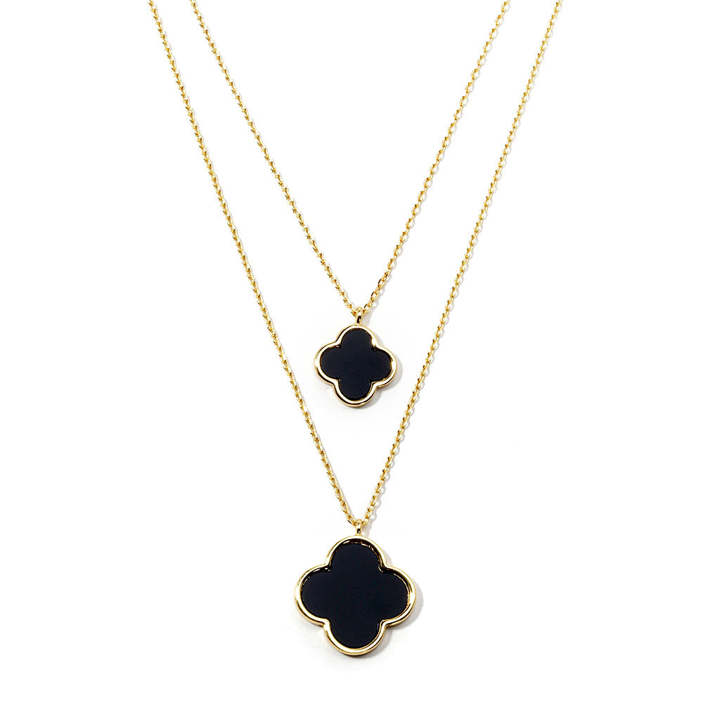 iLLASPARKZ Quatrefoil Pendant Double Layered Necklace