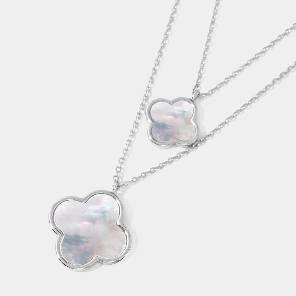 iLLASPARKZ Mother of Pearl Quatrefoil Pendant Double Layered Necklace