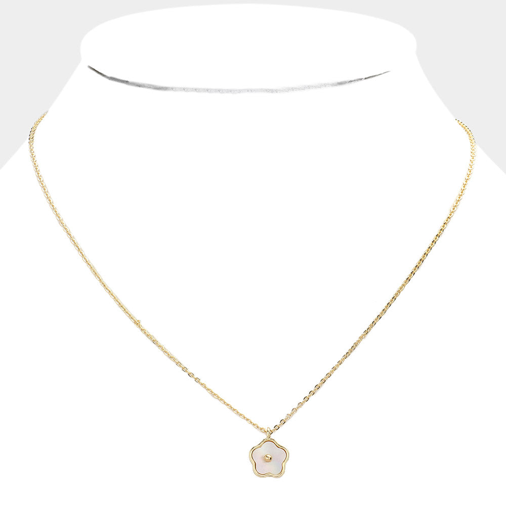 iLLASPARKZ Brass Metal Mother of Pearl Flower Pendant Necklace