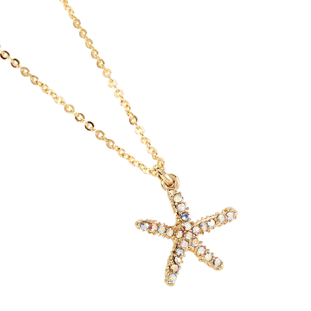 iLLASPARKZ Rhinestone Paved Starfish Pendant Necklace