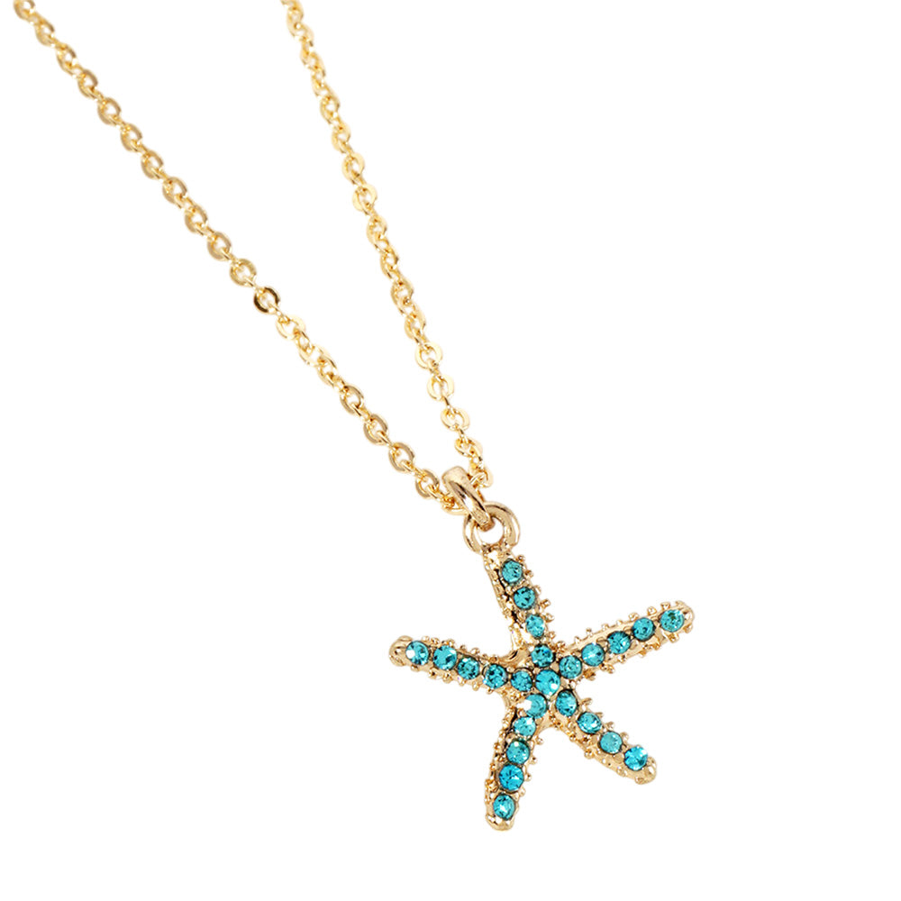 iLLASPARKZ Rhinestone Paved Starfish Pendant Necklace