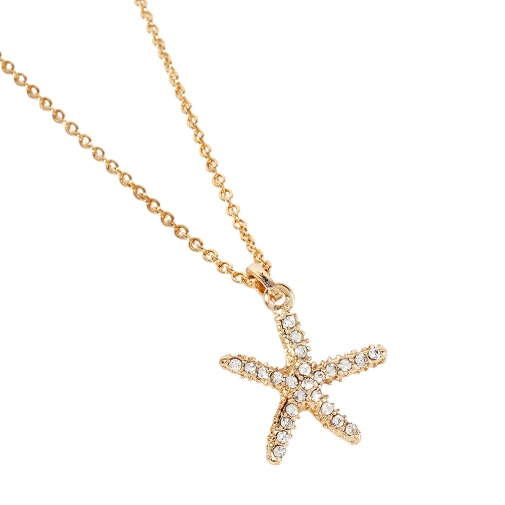 iLLASPARKZ Rhinestone Paved Starfish Pendant Necklace