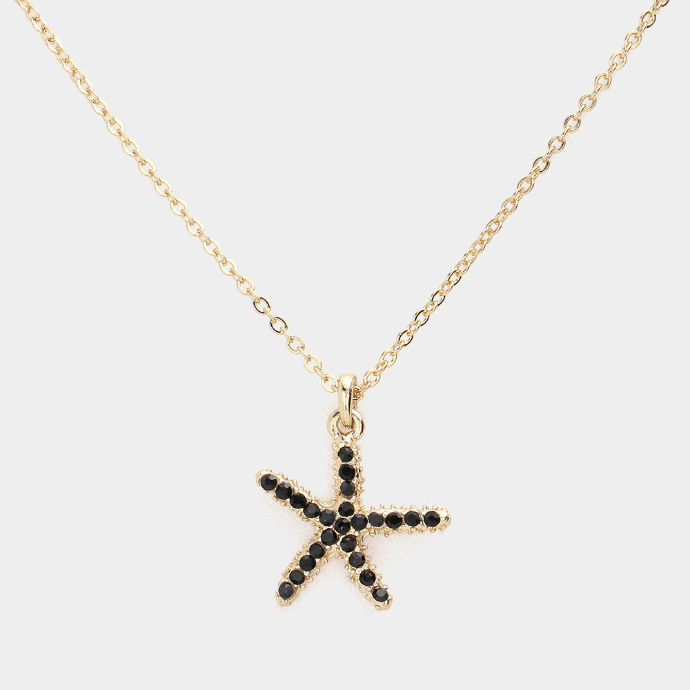 iLLASPARKZ Rhinestone Paved Starfish Pendant Necklace
