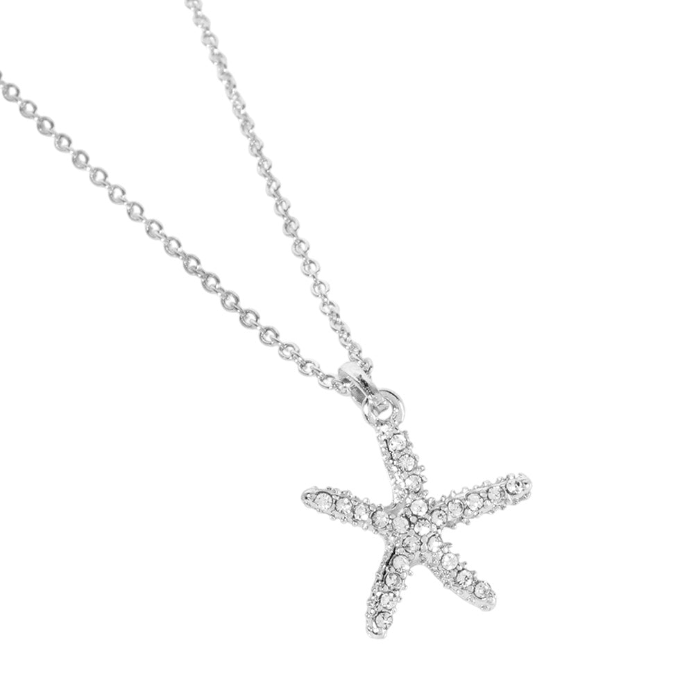 iLLASPARKZ Rhinestone Paved Starfish Pendant Necklace