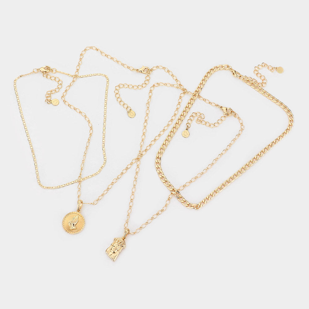 iLLASPARKZ 4PCS - Metal Jesus Praying Hands Pendant Necklaces