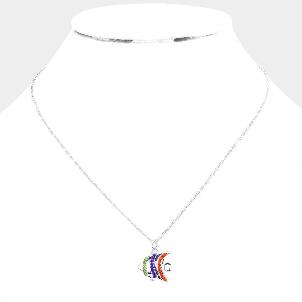 iLLASPARKZ Rhinestone Embellished Fish Pendant Necklace