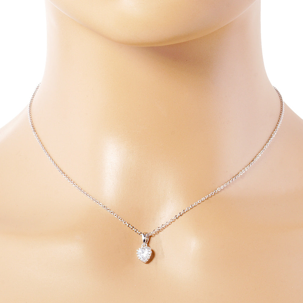 iLLASPARKZ White Gold Dipped Heart Stone Pendant Necklace
