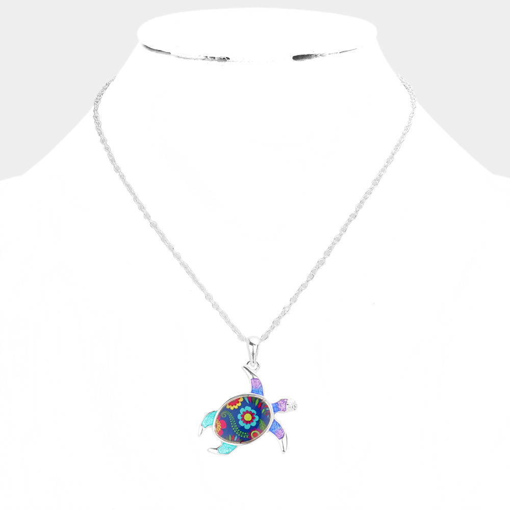 iLLASPARKZ Patterned Turtle Pendant Necklace