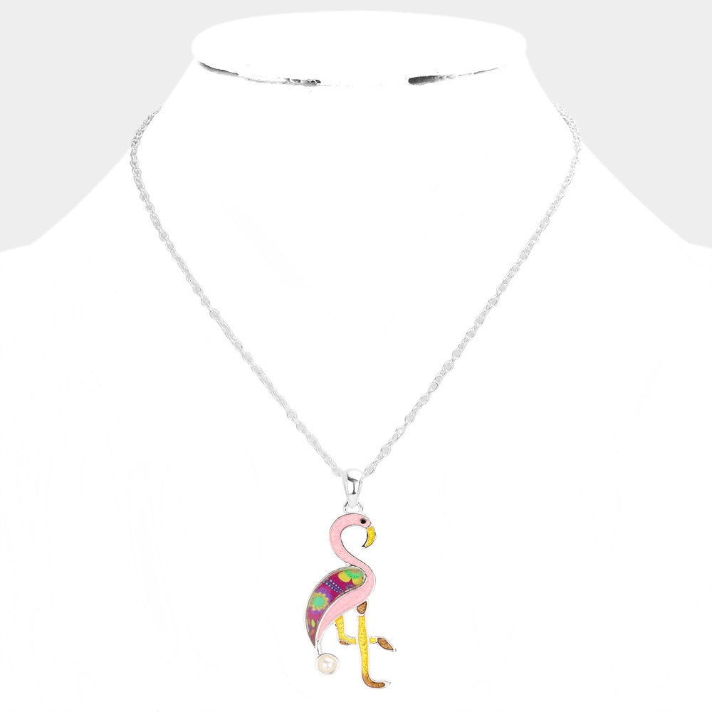 iLLASPARKZ Patterned Flamingo Pendant Necklace