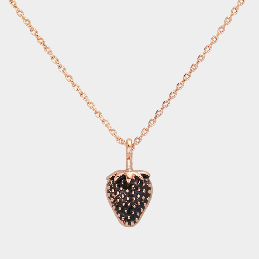 iLLASPARKZ Vintage Strawberry Metal Pendant Necklace