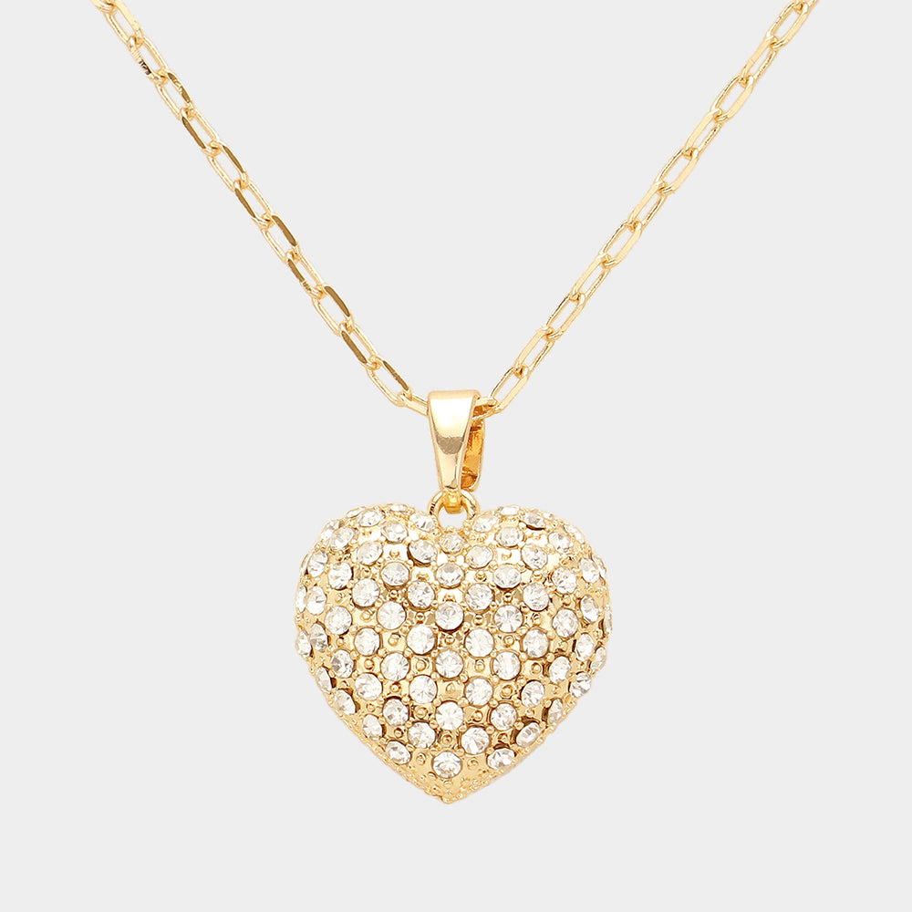 iLLASPARKZ Stone Paved Heart Pendant Necklace