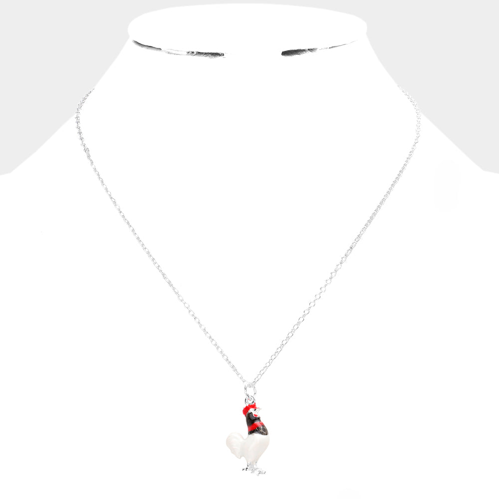 iLLASPARKZ 3D Rooster Pendant Necklace