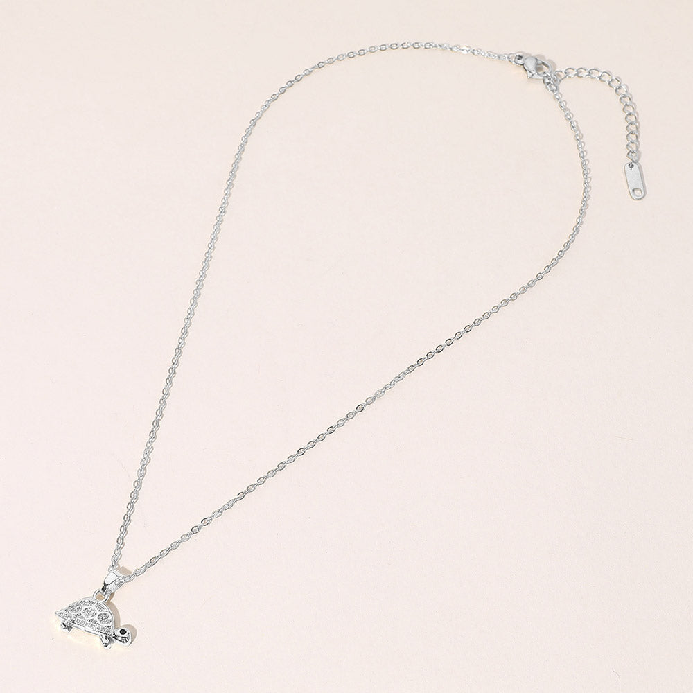 iLLASPARKZ Stainless Steel Stone Paved Sea Turtle Pendant Necklace