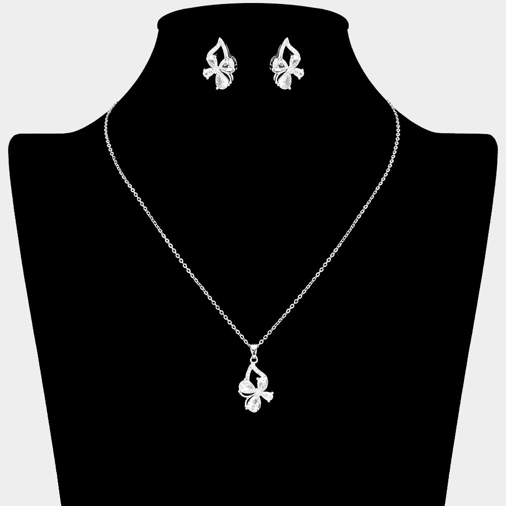 iLLASPARKZ Flower CZ Stone Accented Pendant Necklace