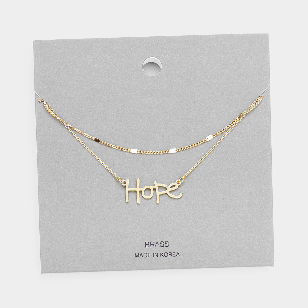iLLASPARKZ Brass Metal Hope Pendant Layered Necklace