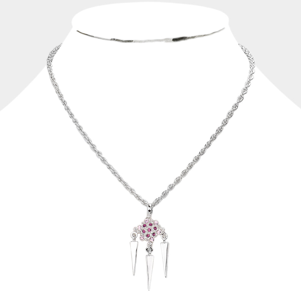iLLASPARKZ Crystal Embellished Triple Spike Pendant Necklace