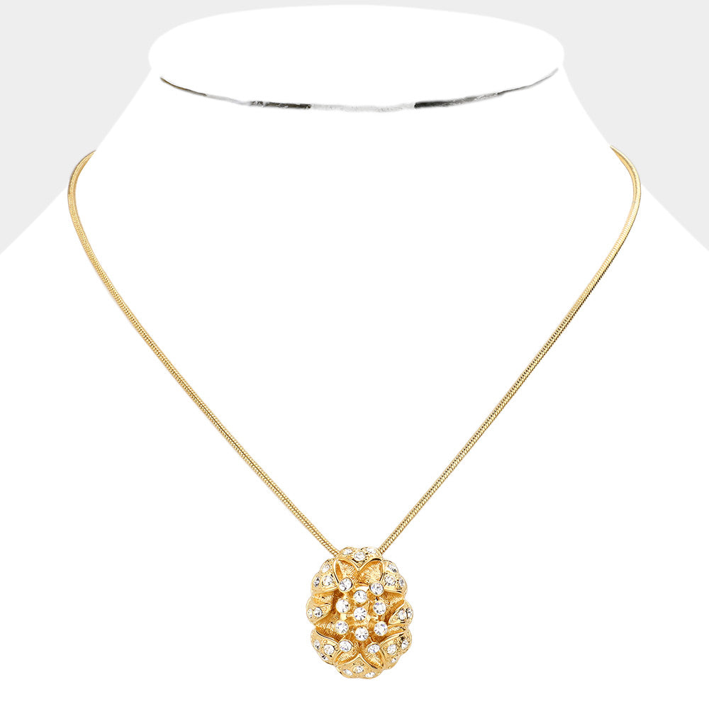 iLLASPARKZ Crystal embellished oval pendant necklace