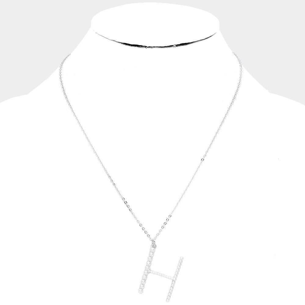 iLLASPARKZ H - Pearl Statement Initial Monogram Pendant Necklace
