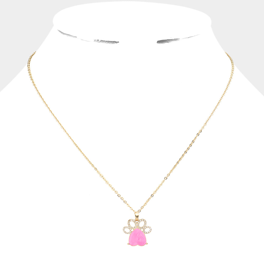 iLLASPARKZ Glittered Heart Pointed Paw Pendant Necklace