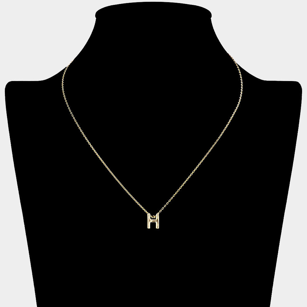 iLLASPARKZ -H- Gold Dipped Initial Monogram Metal Pendant Necklace