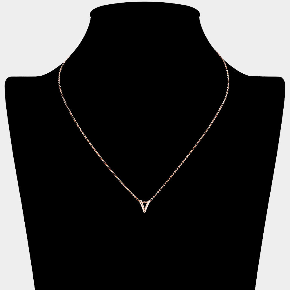iLLASPARKZ -V- Gold Dipped Initial Monogram Metal Pendant Necklace